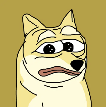 $POGE mascot — a Pepe and Doge hybrid